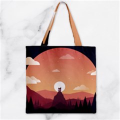 Design Art Hill Hut Landscape Zipper Grocery Tote Bag by Nexatart