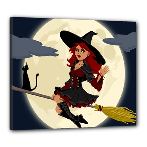 Witch Witchcraft Broomstick Broom Canvas 24  X 20  by Nexatart
