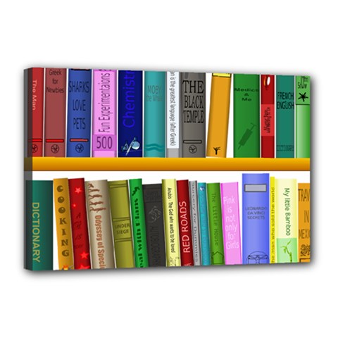 Shelf Books Library Reading Canvas 18  X 12  by Nexatart