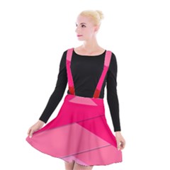 Geometric Shapes Magenta Pink Rose Suspender Skater Skirt by Nexatart