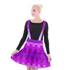 Geometric Cubes Pink Purple Blue Suspender Skater Skirt by Nexatart