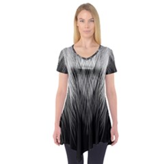 Feather Graphic Design Background Short Sleeve Tunic  by Sapixe