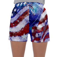 Flag Usa United States Of America Images Independence Day Sleepwear Shorts by Sapixe