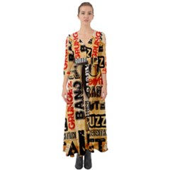 Guitar Typography Button Up Boho Maxi Dress by Sapixe