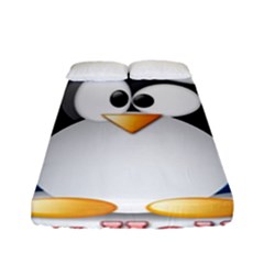 Happy Holidays Christmas Card With Penguin Fitted Sheet (full/ Double Size) by Sapixe