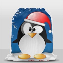Happy Holidays Christmas Card With Penguin Drawstring Bag (small) by Sapixe
