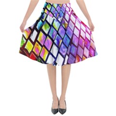 Multicolor Wall Mosaic Flared Midi Skirt by Sapixe