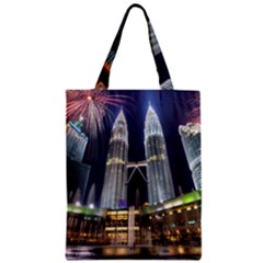 New Years Eve Petronas Towers Kuala Lumpur Malaysia Zipper Classic Tote Bag by Sapixe