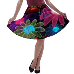 Nice 3d Flower A-line Skater Skirt by Sapixe