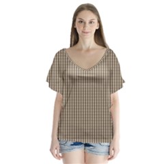Pattern Background Stripes Karos V-neck Flutter Sleeve Top by Sapixe