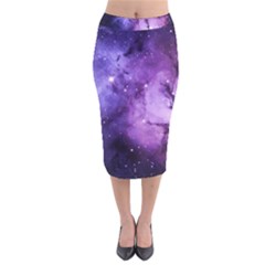 Purple Space Velvet Midi Pencil Skirt by Sapixe