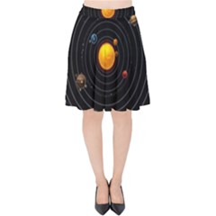 Solar System Velvet High Waist Skirt by Sapixe