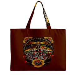 Tattoo Art Print Traditional Artwork Lighthouse Wave Zipper Mini Tote Bag by Sapixe