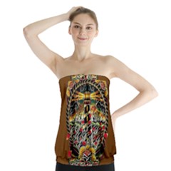 Tattoo Art Print Traditional Artwork Lighthouse Wave Strapless Top by Sapixe