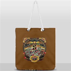 Tattoo Art Print Traditional Artwork Lighthouse Wave Full Print Rope Handle Tote (large) by Sapixe