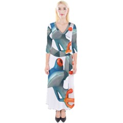 Tree Frog Illustration Quarter Sleeve Wrap Maxi Dress by Sapixe