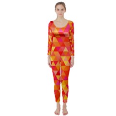 Triangle Tile Mosaic Pattern Long Sleeve Catsuit by Sapixe