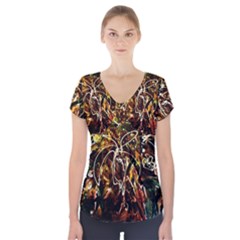 Dscf3438 - Golden Flowers In Ceramics Short Sleeve Front Detail Top by bestdesignintheworld