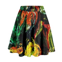 Pumpkins, Lamp And Tiger Lillies High Waist Skirt by bestdesignintheworld