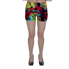 Yellow Dolphins   Blue Lagoon 4 Skinny Shorts by bestdesignintheworld