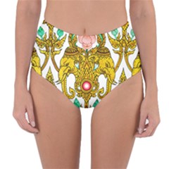 Traditional Thai Style Painting Reversible High-waist Bikini Bottoms by Sapixe