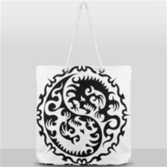 Ying Yang Tattoo Full Print Rope Handle Tote (large) by Sapixe