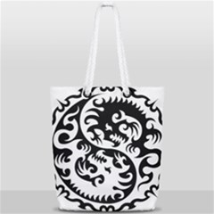 Ying Yang Tattoo Full Print Rope Handle Tote (small) by Sapixe