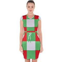 Fabric Christmas Colors Bright Capsleeve Drawstring Dress  by Sapixe