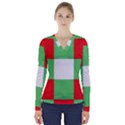 Fabric Christmas Colors Bright V-Neck Long Sleeve Top View1