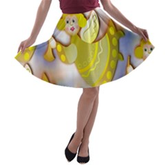 Seamless Repeat Repeating Pattern A-line Skater Skirt by Sapixe