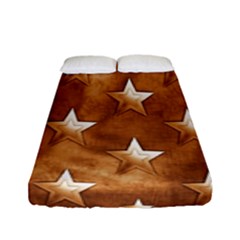 Stars Brown Background Shiny Fitted Sheet (full/ Double Size) by Sapixe