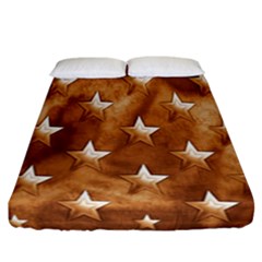 Stars Brown Background Shiny Fitted Sheet (california King Size) by Sapixe