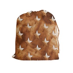 Stars Brown Background Shiny Drawstring Pouches (extra Large) by Sapixe