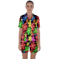 Wallpaper Background Abstract Satin Short Sleeve Pyjamas Set by Sapixe