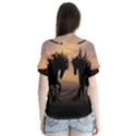 Horses Sunset Photoshop Graphics V-Neck Flutter Sleeve Top View2