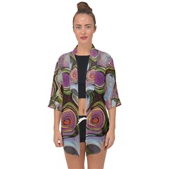 Retro Background Colorful Hippie Open Front Chiffon Kimono by Sapixe