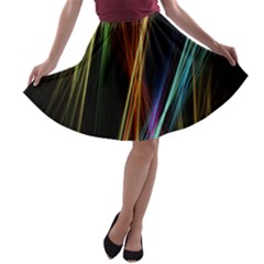 Lines Rays Background Light A-line Skater Skirt by Sapixe