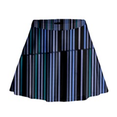 Shades Of Blue Stripes Striped Pattern Mini Flare Skirt by yoursparklingshop