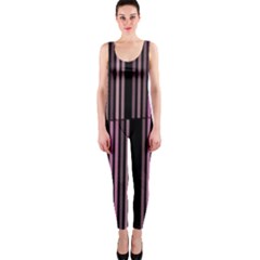 Shades Of Pink And Black Striped Pattern One Piece Catsuit by yoursparklingshop