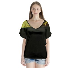 Colors And Fabrics 24 V-neck Flutter Sleeve Top by bestdesignintheworld