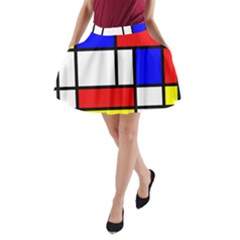 Piet Mondrian Mondriaan Style A-line Pocket Skirt by yoursparklingshop