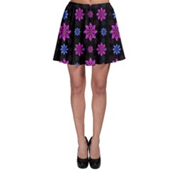 Stylized Dark Floral Pattern Skater Skirt by dflcprints