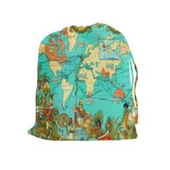 Vintage Map-1 Drawstring Pouches (extra Large) by ArtworkByPatrick