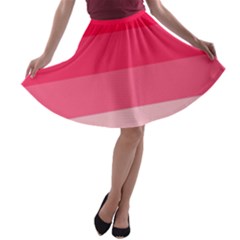 Pink Scarlet Gradient Stripes Pattern A-line Skater Skirt by yoursparklingshop