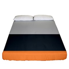 Orange Sand Charcoal Stripes Pattern Striped Elegant Fitted Sheet (queen Size) by yoursparklingshop