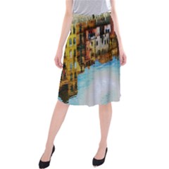 Architecture Art Blue Midi Beach Skirt by Modern2018