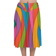 Abstract Background Colrful Velvet Flared Midi Skirt by Modern2018