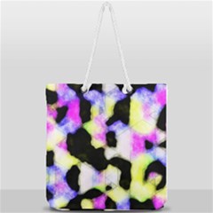 Watercolors Shapes On A Black Background                              Full Print Rope Handle Tote (large) by LalyLauraFLM