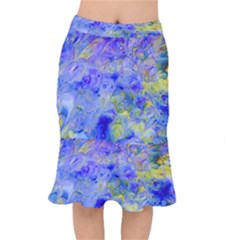 Abstract Blue Texture Pattern Mermaid Skirt by Simbadda