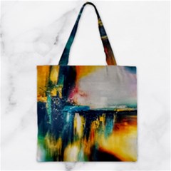 Art Painting Abstract Yangon Zipper Grocery Tote Bag by Simbadda